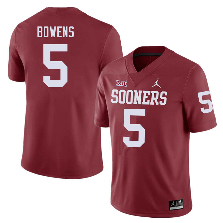 Men #5 Micah Bowens Oklahoma Sooners College Football Jerseys Sale-Crimson